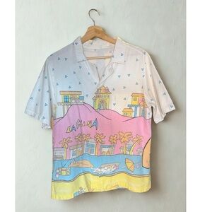 1980s Laguna scenic button up